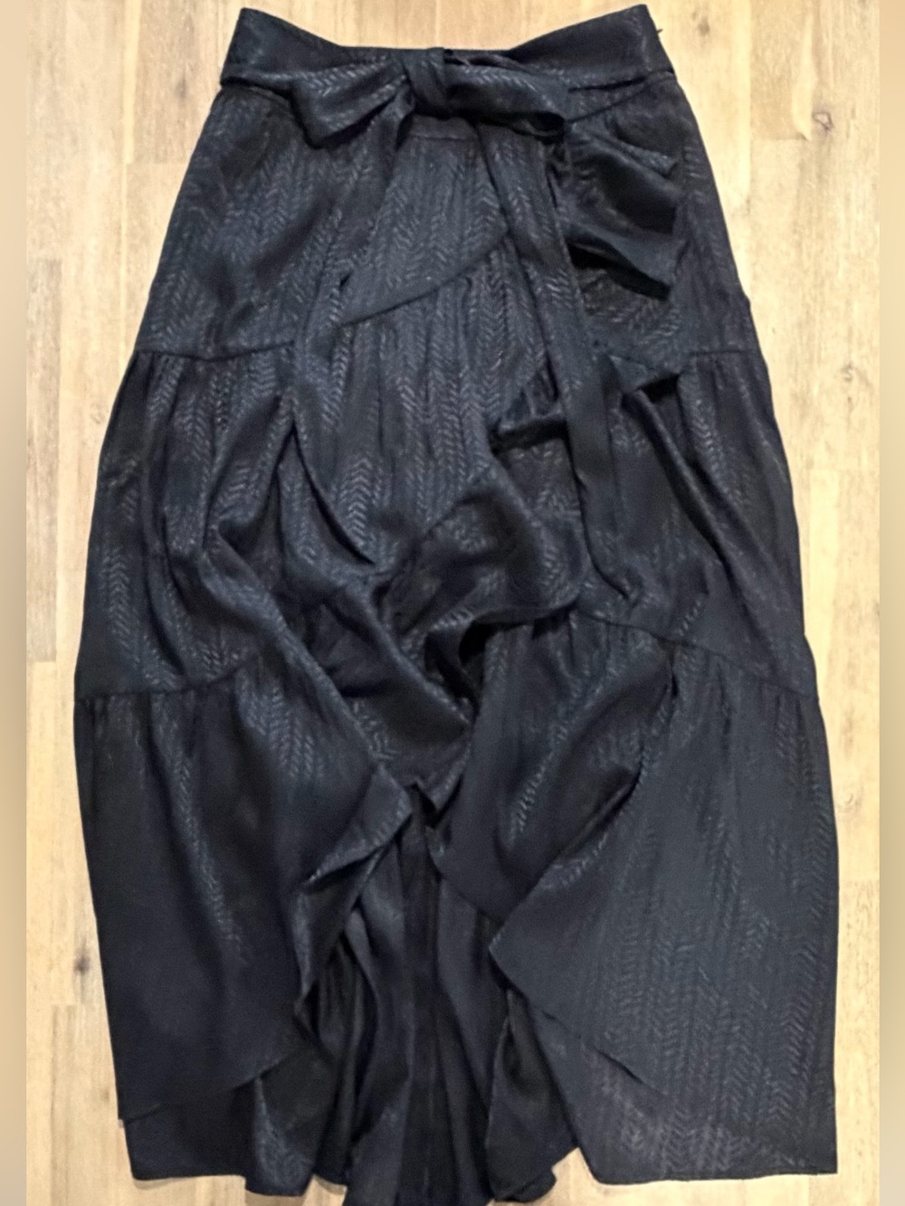 Express Black High-Low Tiered Skirt with Waist Tie